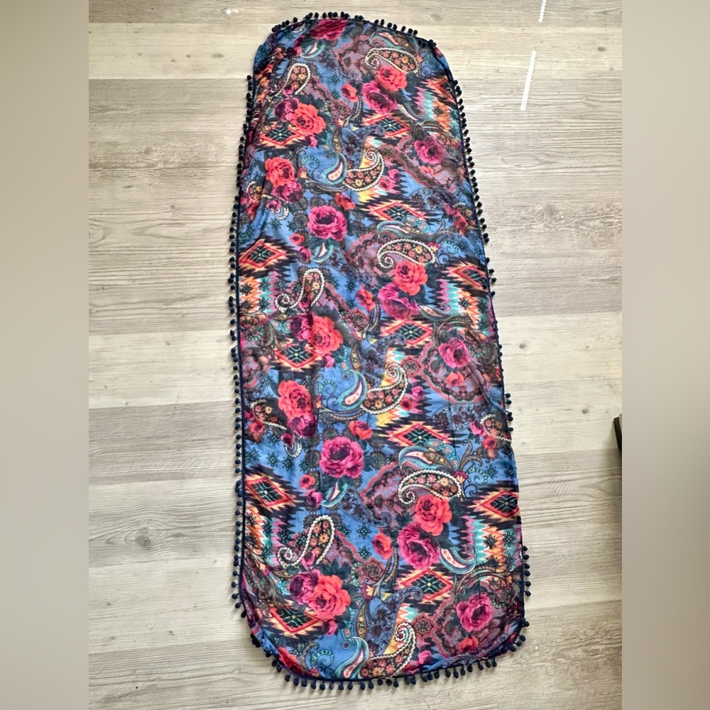 Raffe Accessories Colorful Paisley Shawl Scarf Pom Pom Tassels Boho Southwest